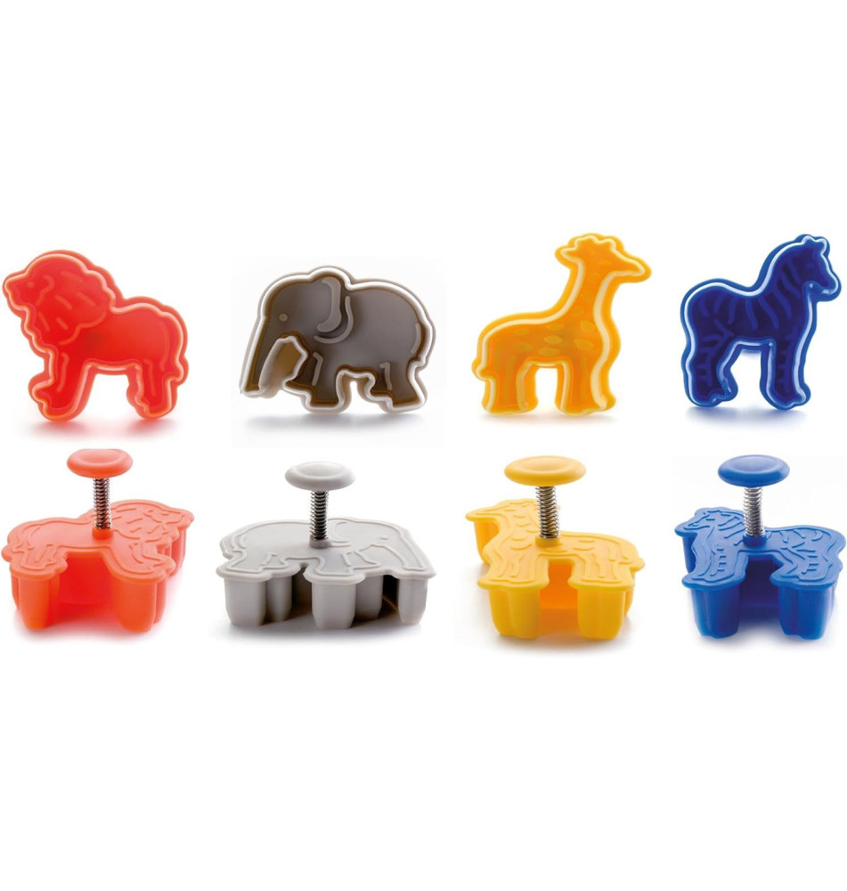Lot de 4 emporte-pièces avec poussoir Safari