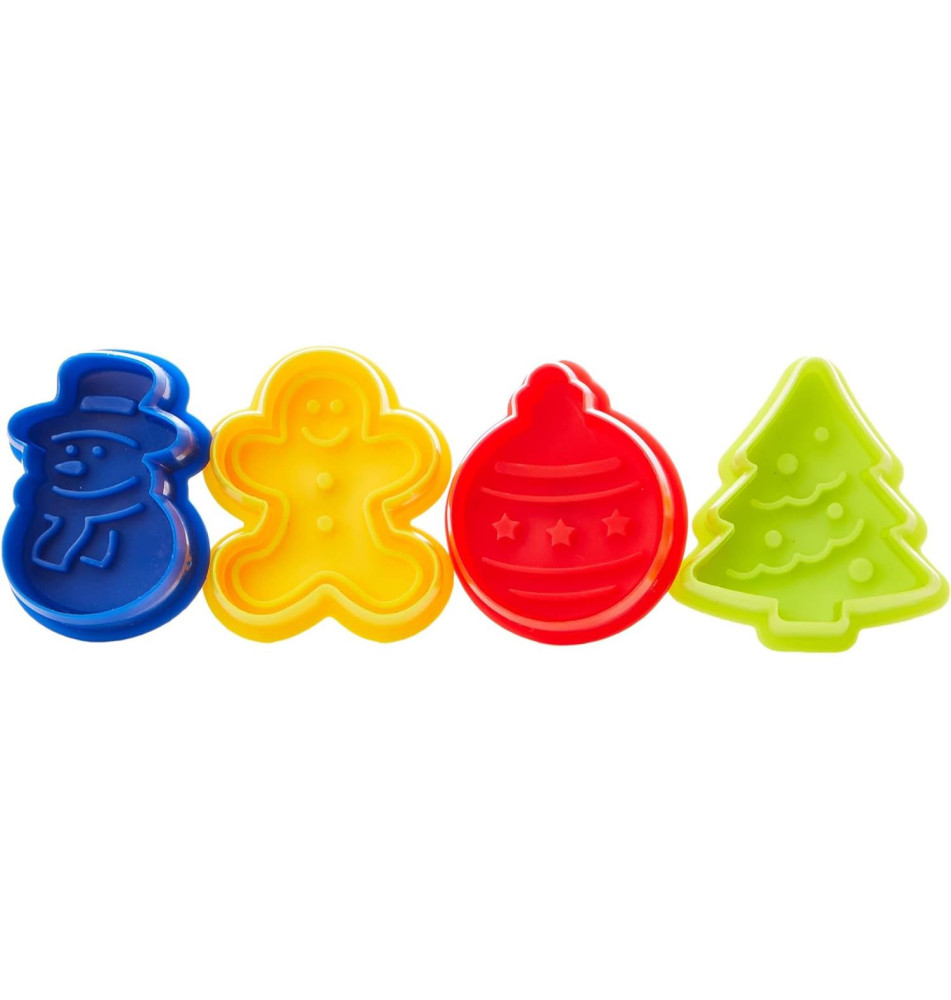 Lot de 4 emporte-pièces avec poussoir Noël
