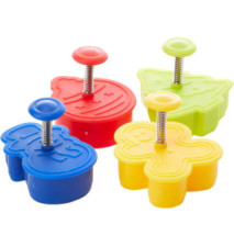 Lot de 4 emporte-pièces avec poussoir Noël