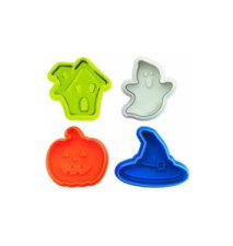 Lot de 4 emporte-pièces avec poussoir Halloween