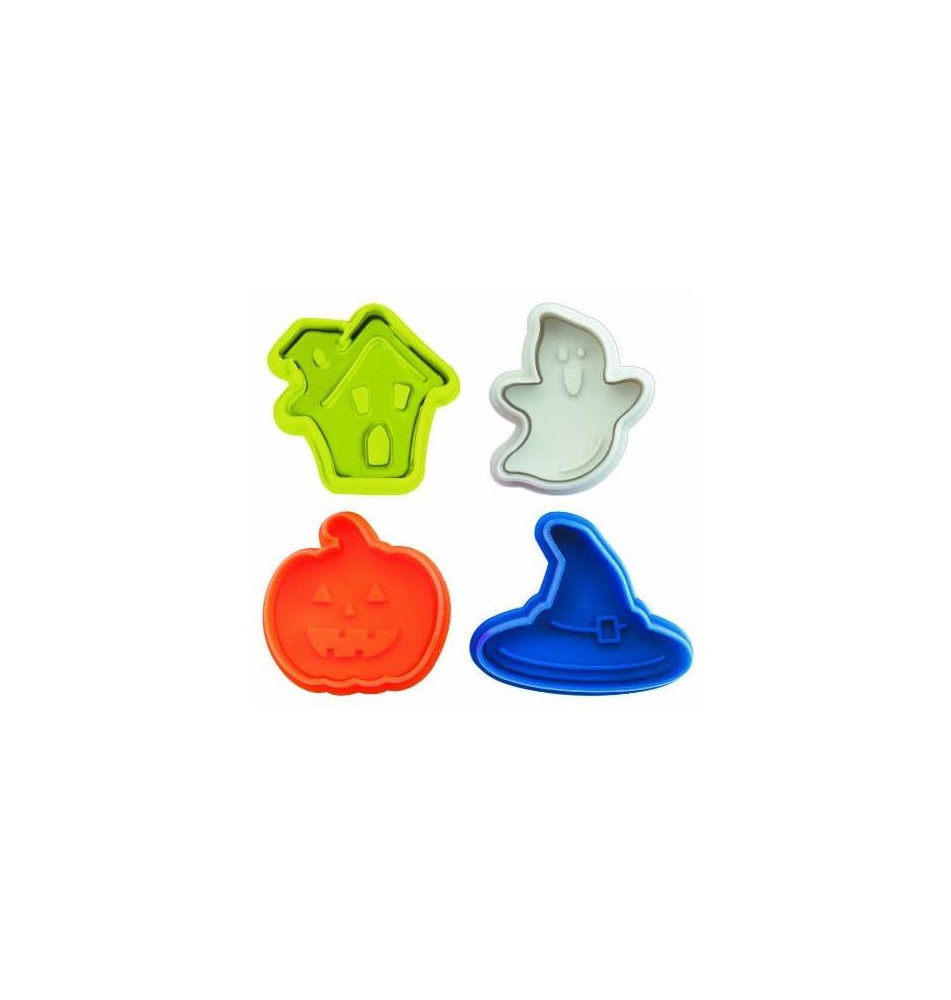 Lot de 4 emporte-pièces avec poussoir Halloween