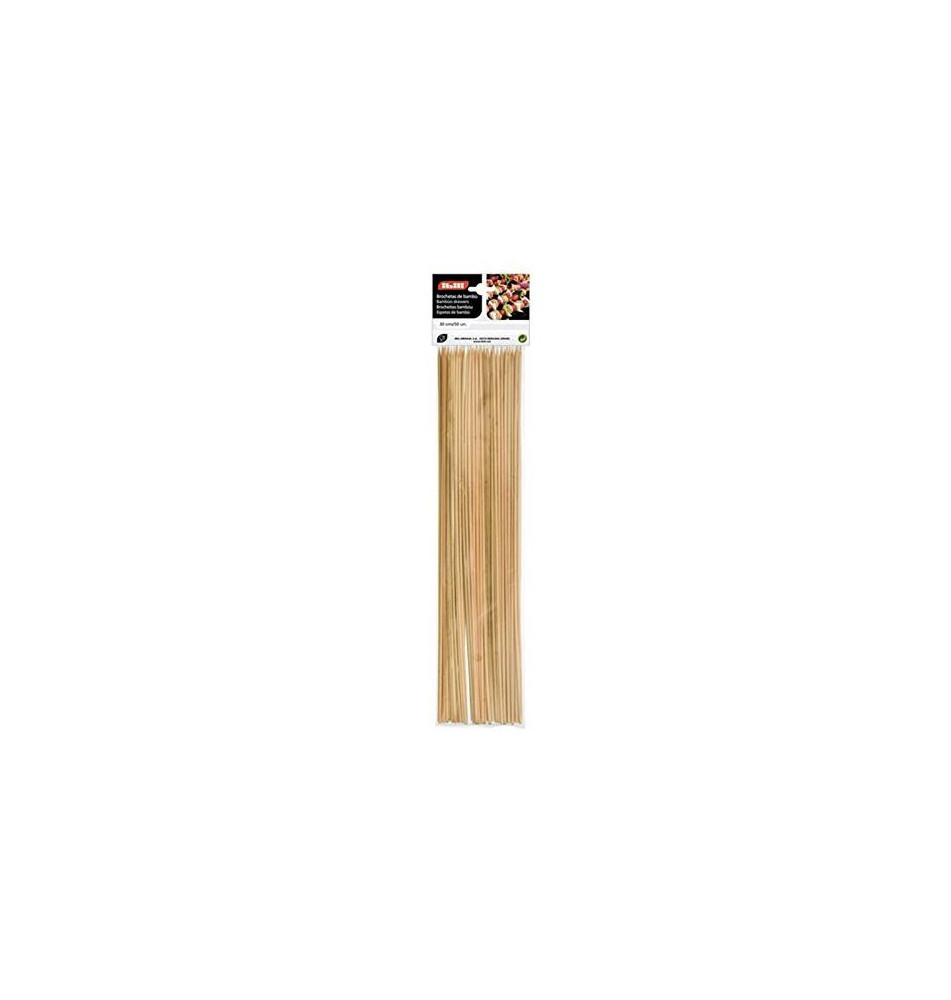 Lot de 50 brochettes en bambou 30 centimètres.