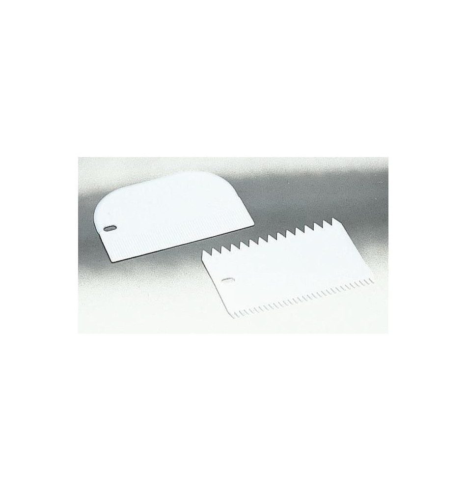Ensemble spatule+peigne a decorer plastique 15cm blanc
