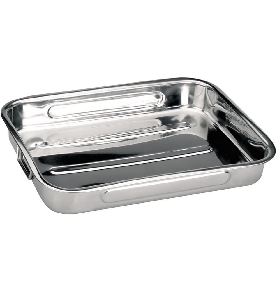Plat à rôtir en Inox avec anses pliantes 63x45x7,5 cm Bistro