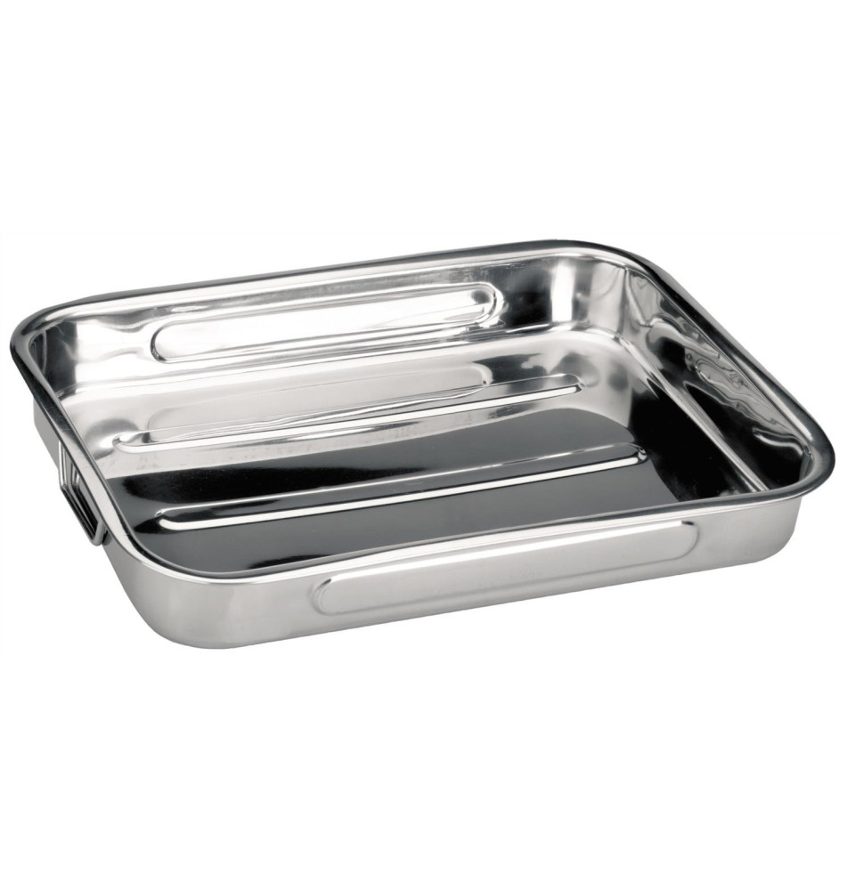 Plat à rôtir BISTROT en Inox avec anses pliantes 48x34x7 cm
