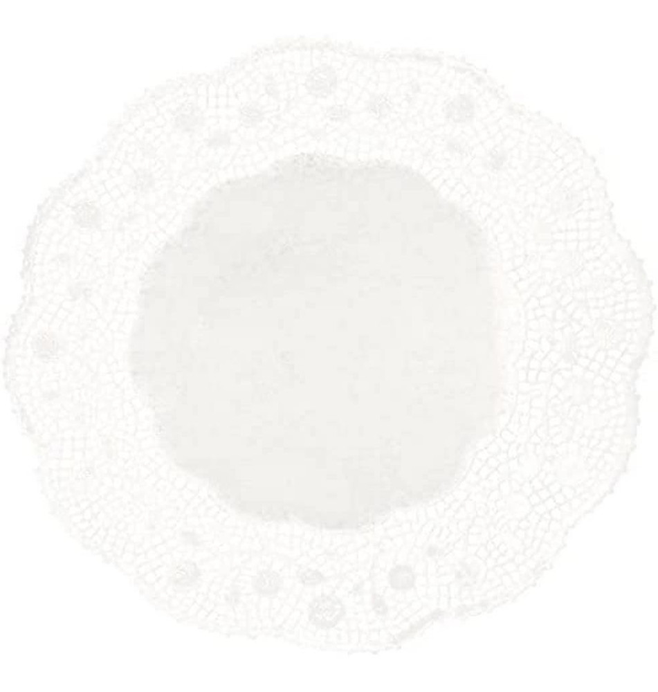Napperons Ronds (10 Uds), Papier, Blanc, 34 cm