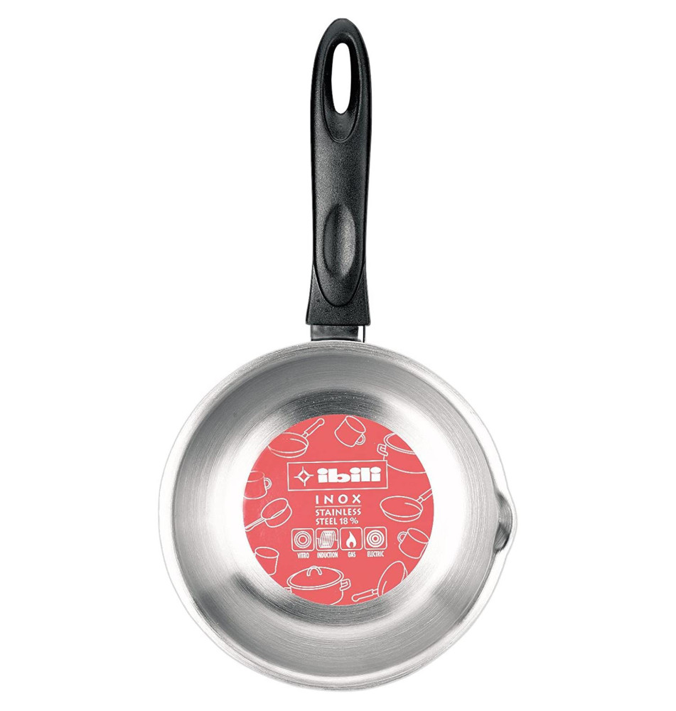 Casserole Bombée avec bec verseur en Inox 18% diam 18 cm