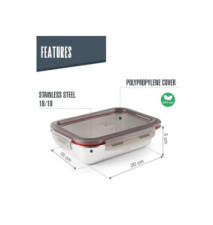 Récipient alimentaire Rectangle EcoInox Micro-ondes - 820 ml 20x15cm