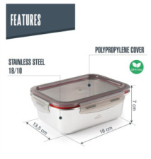 Récipient alimentaire Rectangle EcoInox Micro-ondes - 800 ml 13,5x7cm