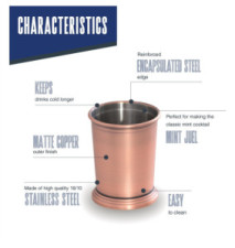 Timbale JULEP Mug 350ml cuivre mat, design