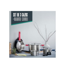 Set de 3 Casseroles Combi avec Poignée - Inox 18/10 16/18/20 cm