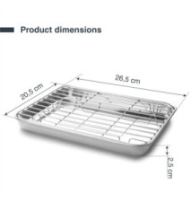 Plat à Four avec Grille 26.5x20.5cm Inox