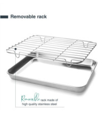 Plat à Four avec Grille 26.5x20.5cm Inox