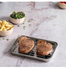 Plat à Four avec Grille 26.5x20.5cm Inox