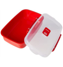 Récipient micro-ondes rectangulaire 1,25 L sans BPA Rouge/Transparent