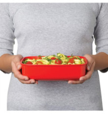Récipient micro-ondes rectangulaire 1,25 L sans BPA Rouge/Transparent