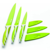 set de 3 couteaux de cuisine vert 8,50+12,5+15 cm