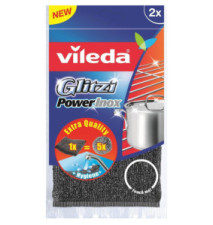 Glitzi Power Inox - Éponge Métallique à Récurer - Pack de 2