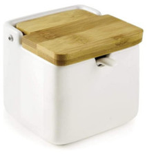 Pot Céramique Bambou pour Sel ou Sucre avec Cuillère