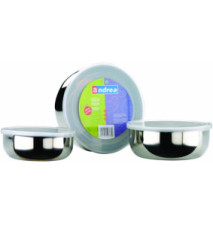 Lot de 3 Boîtes alimentaires en Inox avec couvercle en plastique (14+16+18 cm)