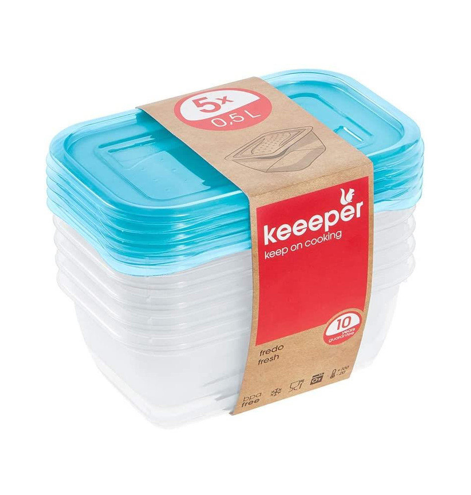 Pack 5 Boîte de conservation fredo fresh 0,5 L bleu