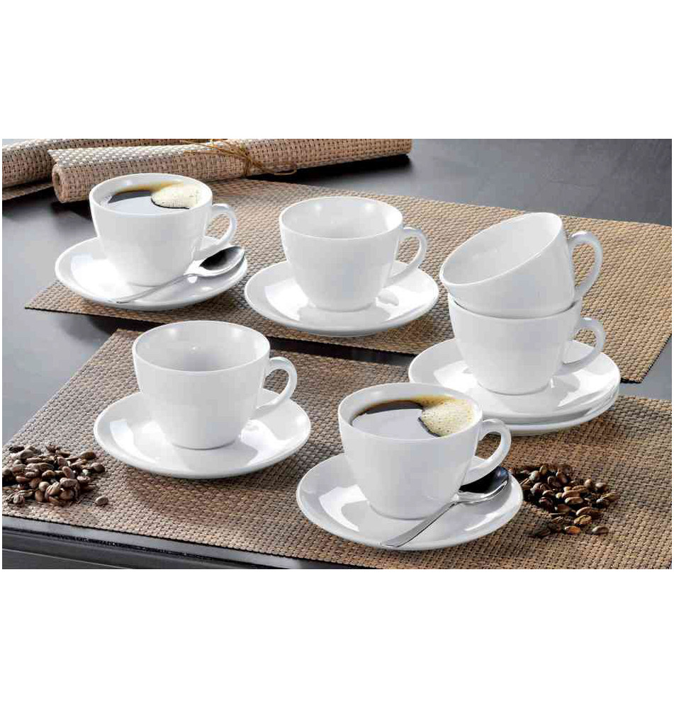 Tasses Bistro Kaffee, Porcelaine Blanche Pack 6