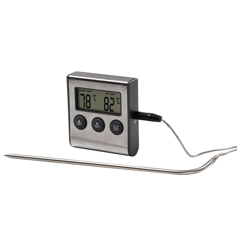 Thermomètre numérique pour rôtis, avec minuteur, capteur à câble