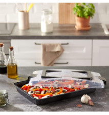 Plat de cuisson Avec couvercle de transport 42 x 29 cm