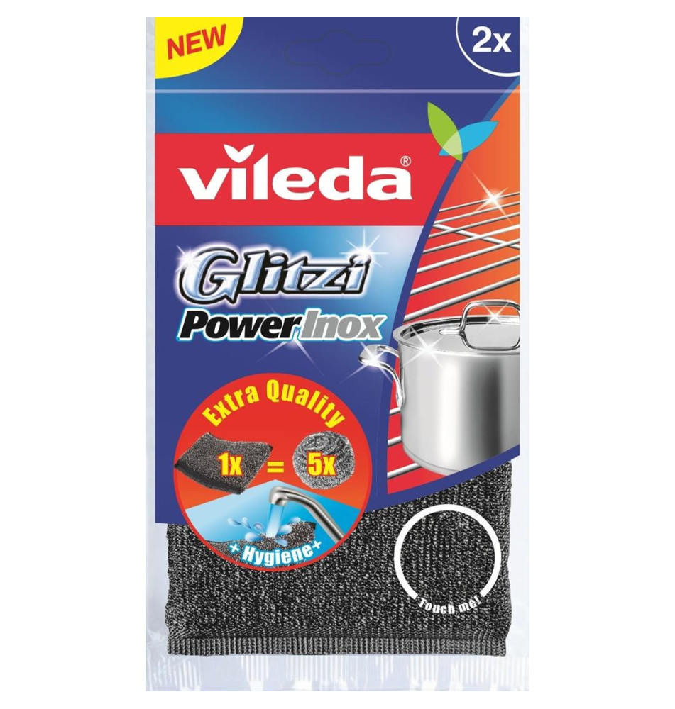 Glitzi Power Inox - Éponge Métallique à Récurer - Pack de 2
