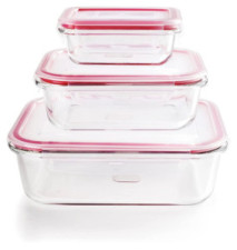 Set de 3 boîtes de conservation alimentaire en verre