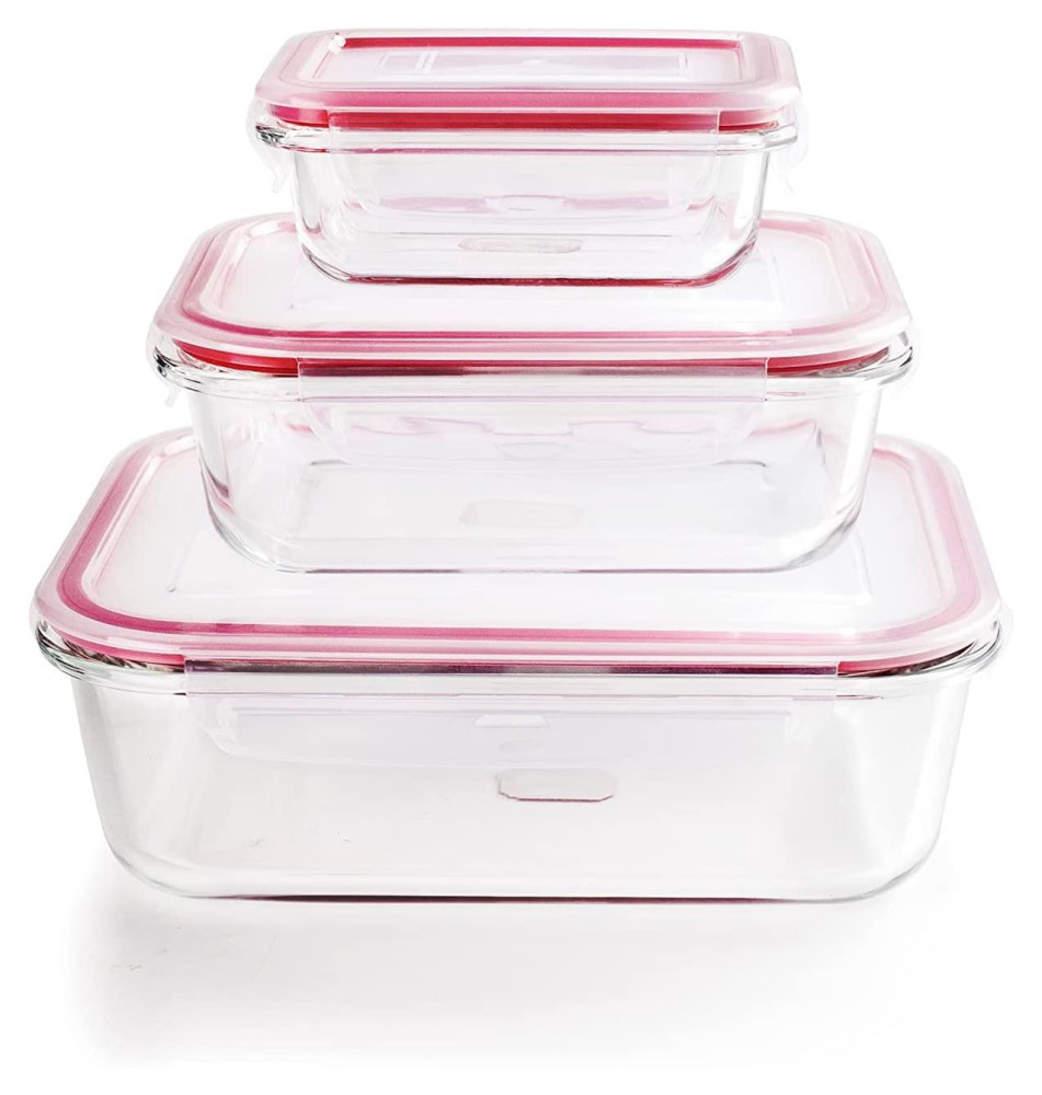 Set de 3 boîtes de conservation alimentaire en verre