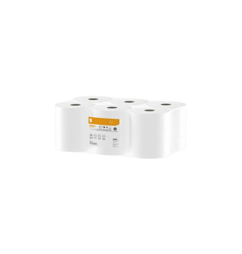 Pack 6 Rouleaux d'essuie-mains HiCycle 300 m Dévidage Central