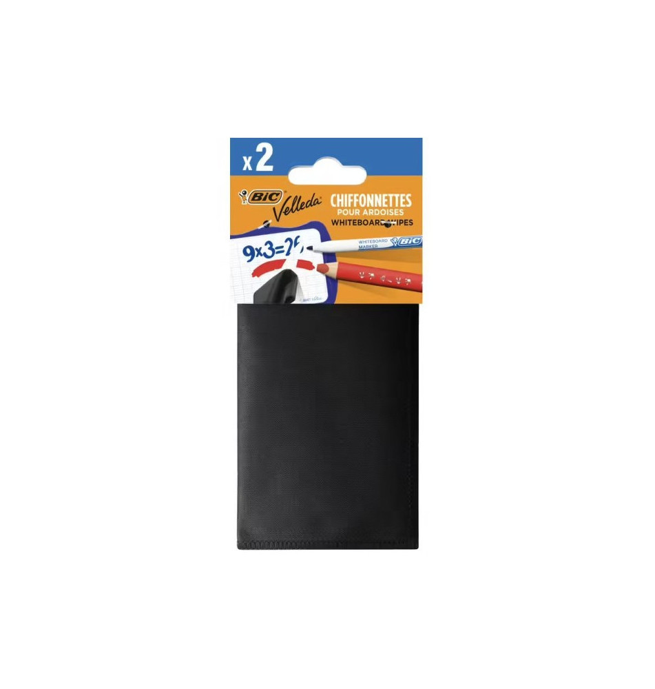 Etui de 2 Chiffonnettes pour Tableau Blanc 14 x 14 cm Noir