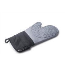 Gant À Four Noir Gris Tissu Silicone 33,5 Cm