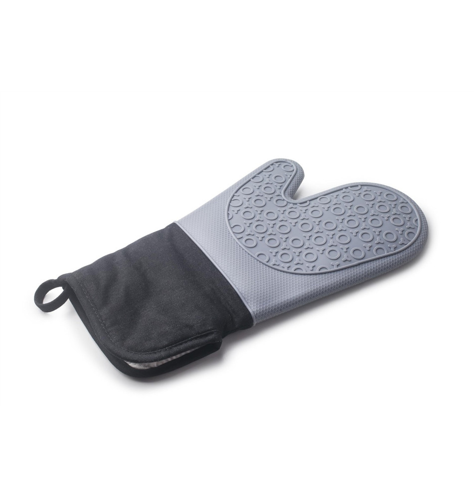 Gant À Four Noir Gris Tissu Silicone 33,5 Cm