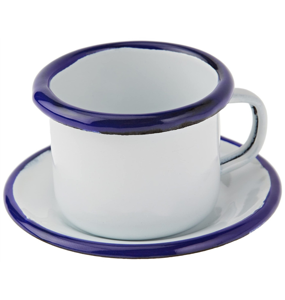 gobelet métallique avec assiette blanche 5 cm