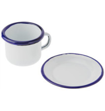gobelet métallique avec assiette blanche 5 cm