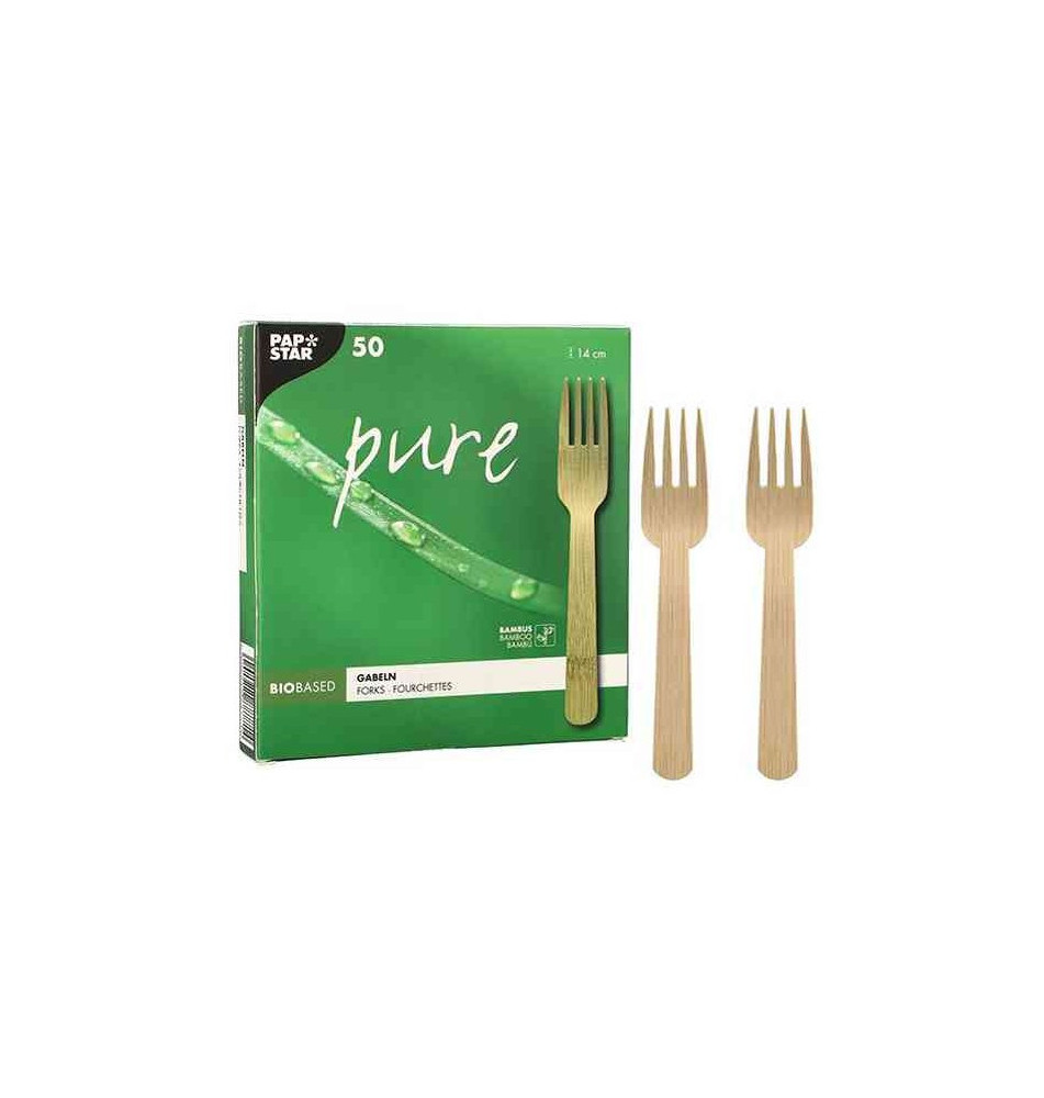 Pack 50 Fourchettes Pure en Bambou 14cm