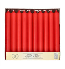 Pack de 30 Bougies de Table 21 mm 19,6cm Env. 7h Rouge