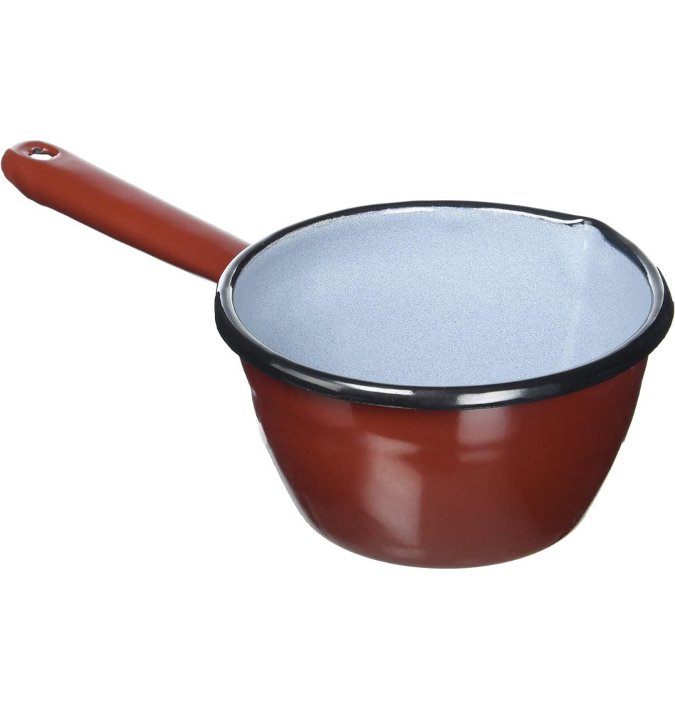 Casserole Saucière Bec verseur Marron 12 cm Acier émaillé Compatible Induction