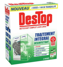 Lot de 2 flacons de 250 ml Nettoyant complet lave-linge traitement intégral