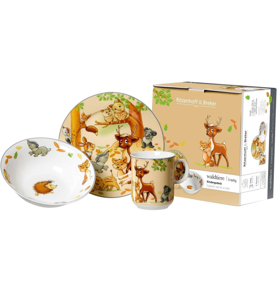 Service de vaisselle 3 Pièces Enfants ANIMAUX DE LA FORET