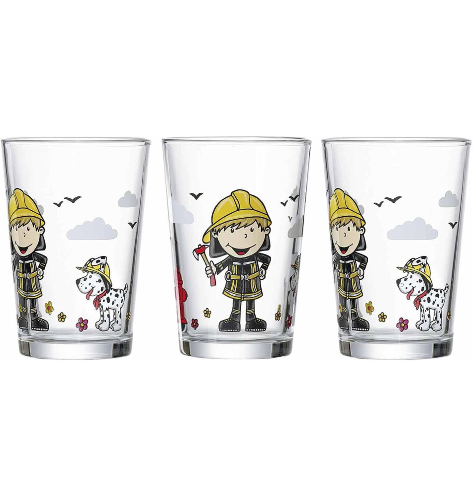 Verre BERNIE LE POMPIER, set de 3