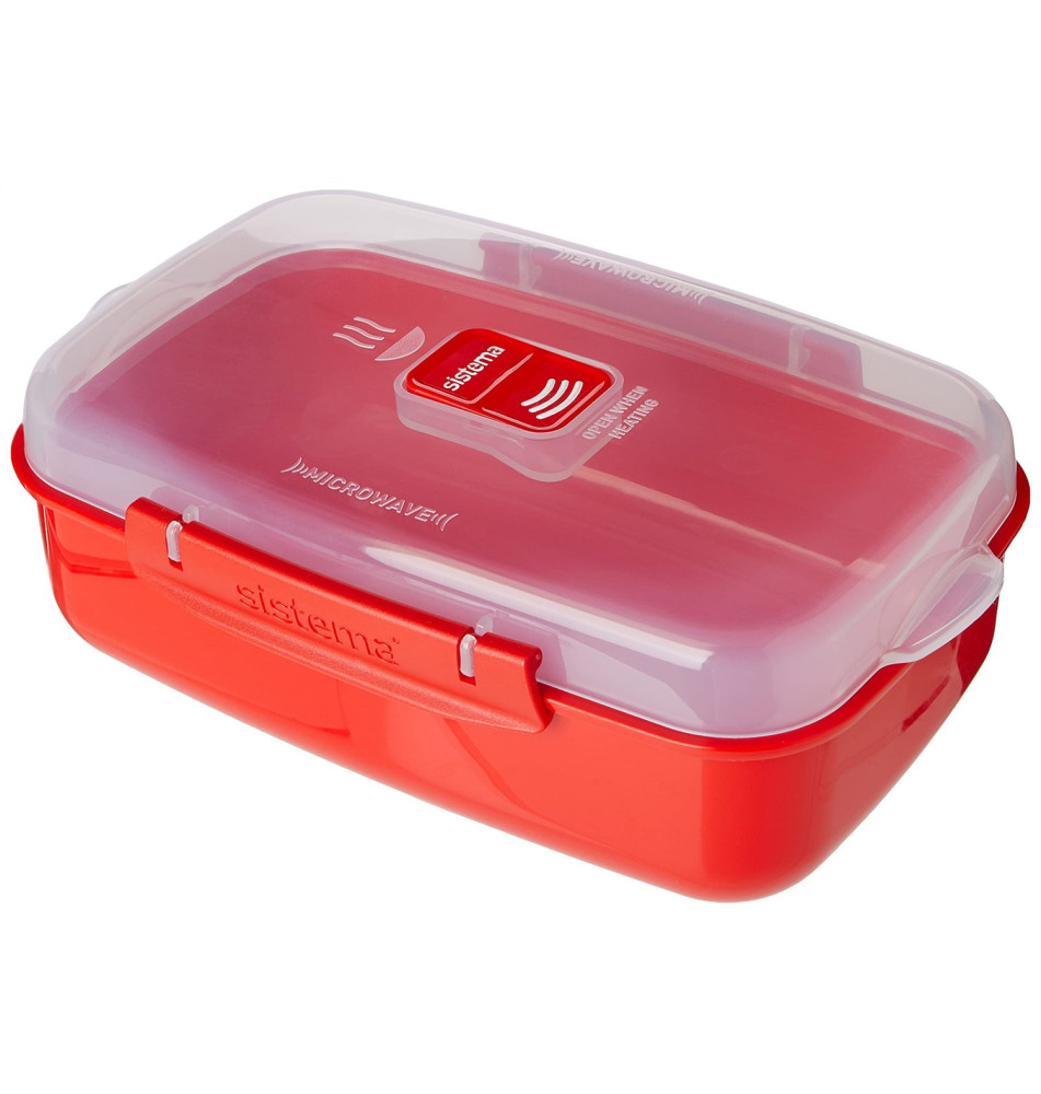 Récipient micro-ondes rectangulaire 1,25 L sans BPA Rouge/Transparent