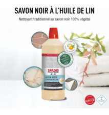 Flacon 1 Litre Savon noir à l'huile de lin - Dégraisse, nourrit et brille