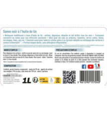 Flacon 1 Litre Savon noir à l'huile de lin - Dégraisse, nourrit et brille